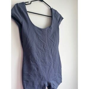 Garage Charcoal Grey Short Sleeve Open Back Romper Bodysuit Small Scoop‎